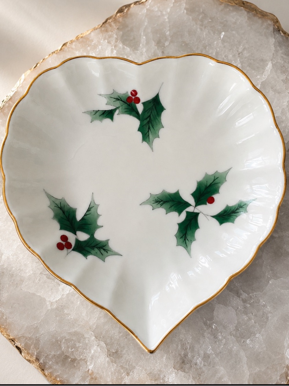 Mikasa Ribbon Holly Christmas "Tender Heart" - Vintage Trinket Dish Japan